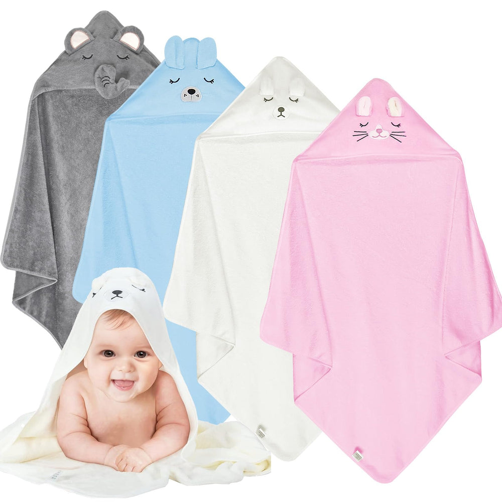 Xpertwarm toddler hooded towel set after bath with plush coral fleece.