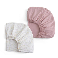 Xuan Dian muslin crib sheets in blossom pink fit standard cribs securely