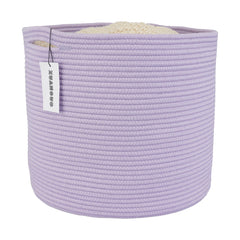 XUANGUO round purple cotton rope basket for nursery toy and blanket storage