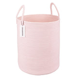 XUANGUO cotton rope laundry basket with handles, 15D x 18H, ideal for clothes storage.