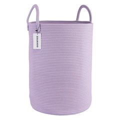 XUANGUO cotton rope laundry basket hampers tall capacity in purple, ideal for dirty clothes storage.