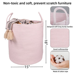 XUANGUO tall blanket-bin rope basket keeps throws neatly organized in living room.