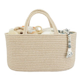 XUANGUO large diaper caddy in oatmeal showing spacious compartments for diapers and wipes