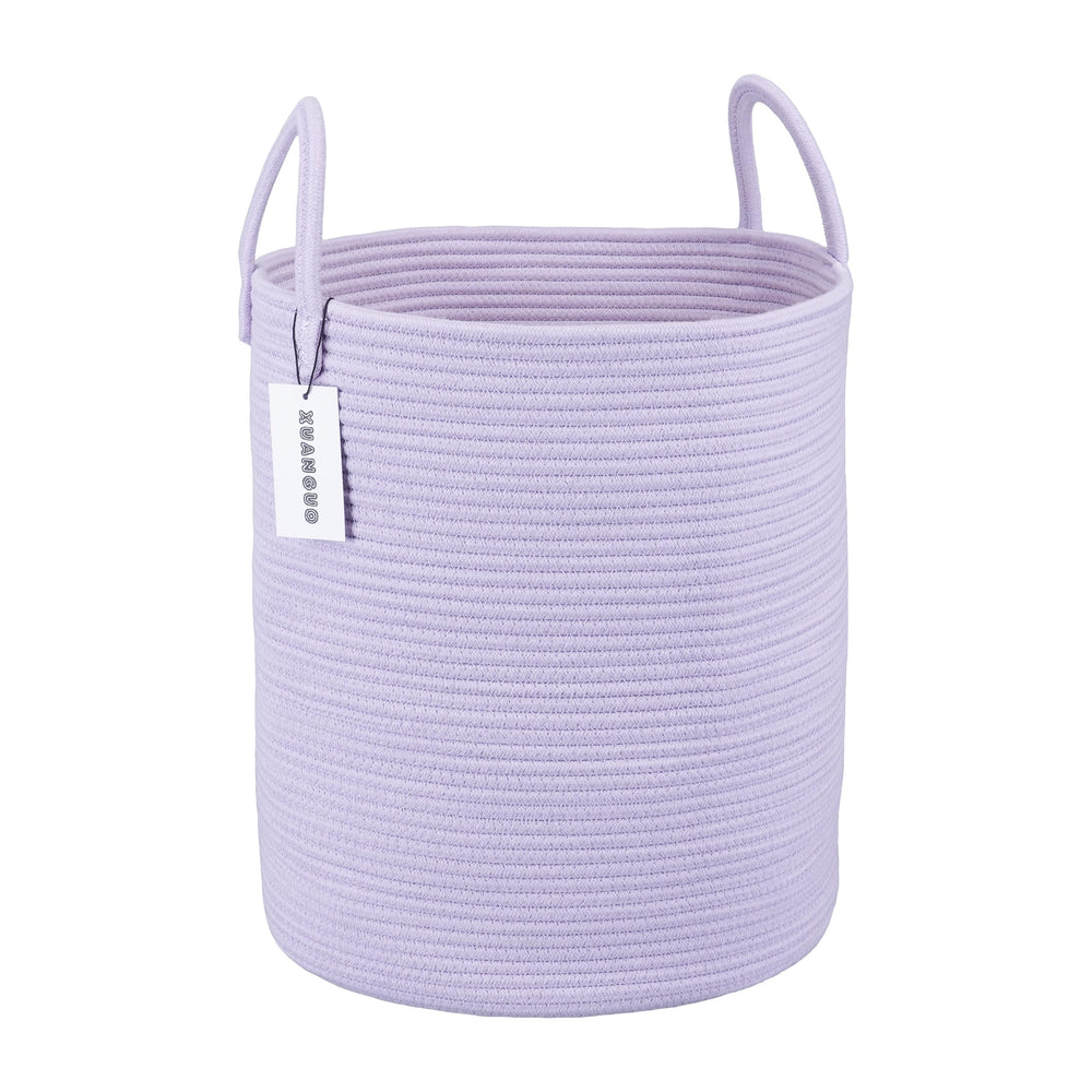 XUANGUO rope laundry basket in 15D x 18H, spacious for towels.