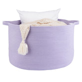 XUANGUO round cotton rope basket for blankets keeps living room organized and accessible.
