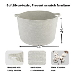 XUANGUO round rope basket with handles offers easy mobility for toys.