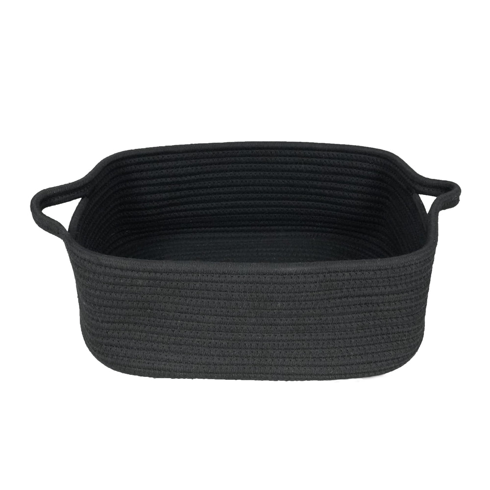 Xuanguo woven cotton rope storage basket with handles keeps shelves tidy