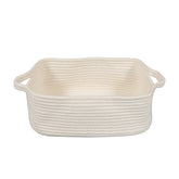XUANGUO woven cotton rope storage basket with handles, white, for organized spaces