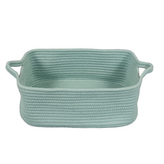 XUANGUO woven cotton rope basket with handles for organized shelves and easy reach.