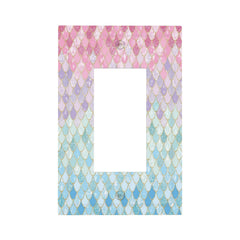 Xuejiaku Colorful Mermaid Scales plate mounted on wall with bright blue accents for playful decor.