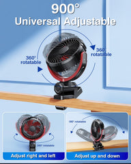 xuenair 360-degree rotation clip-on fan can direct air from any angle
