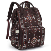 Xunteny Boho Diaper Bag Backpack coffee front view for stylish daily mom use