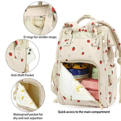 Xunteny corduroy diaper bag backpack stroller straps enable hands-free strolling.