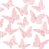 XUNXMAS 3D pink butterfly wall decor with shimmering metallic finish.