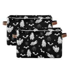 XUWU canvas storage bin close-up showing sturdy PU leather handles for easy carrying.