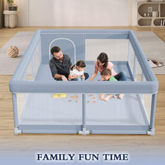 XVISHX playpen with 360-degree vision for easy monitoring from any room.