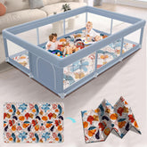 XVISHX baby playpen main view highlights spacious play area for safe exploration.