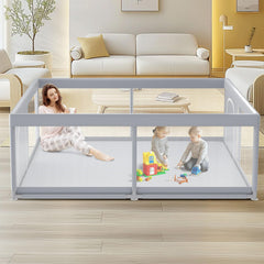 XVISHX baby playpen top view shows spacious 79x79 inch area for family play