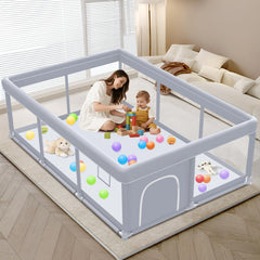 XVISHX baby playpen full view showing spacious interior for safe toddler play