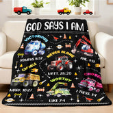 Xvx-Boom Kids Christian Truck Blanket soft flannel for cozy playtime and warm naps