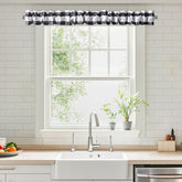 XWZO sleeve topper with checkered valance enhances kitchen window style