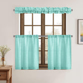 XWZO faux linen valance adds cozy, layered look to dining rooms.