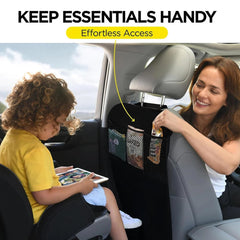 XYJNYO car seat organizer with mesh pockets for toys and snacks