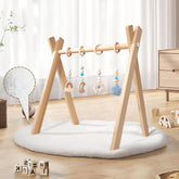 XYMERO wooden baby play gym with foldable frame for safe tummy time and easy storage