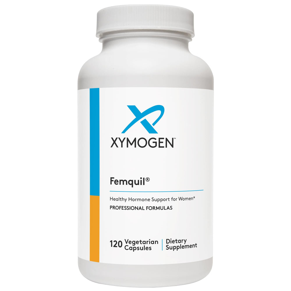 XYMOGEN Femquil bottle front showing label and dosage guidance for cycle support