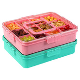 Xyptorix snack box with 12 compartments and adjustable dividers for customizable portions.