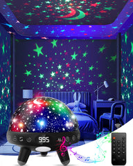 YACHANCE Kids Night Light Projector casts star patterns on ceiling for calming bedtimes.