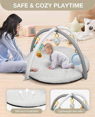 Yacul baby gym mirrors attract attention and encourage visual tracking during play.