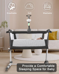 Yacul bedside crib with wheels enables effortless room-to-room mobility