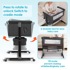 YADAQE bassinet with large under-storage for baby essentials.