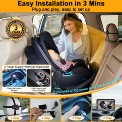 Yakry Baby Car Camera wide-angle 170° view for full backseat coverage