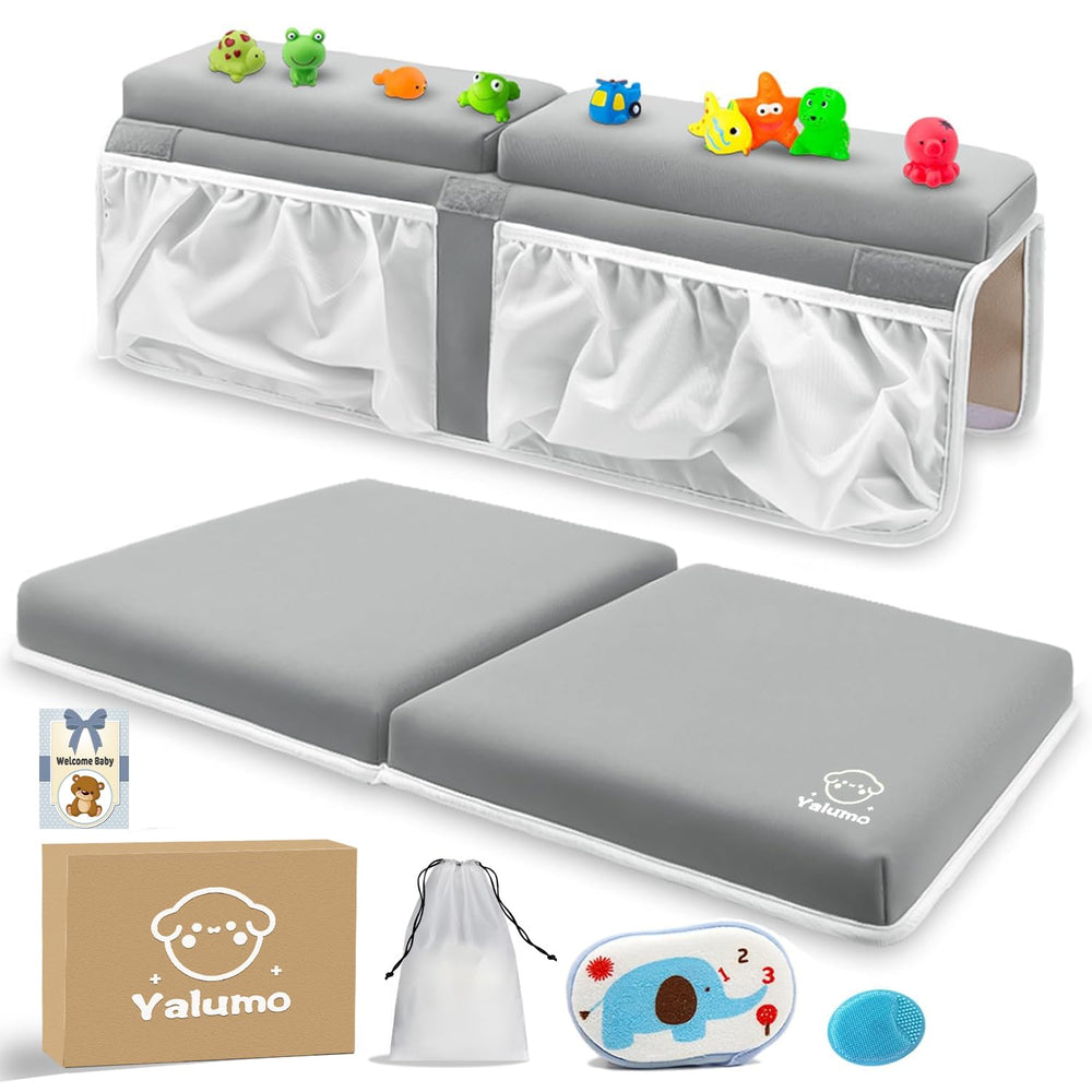 Yalumo bath kneeler and elbow rest set provides cushioned support during baby baths