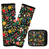 Yangbliss flower-pattern car seat strap pad offers soft comfort on car rides.