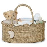YANGQIHOME MeadowNest diaper caddy in seagrass keeps nursery essentials neatly organized and reachable