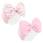 YanJie 2PCS 6'' light pink bows headband, close-up of soft breathable waffle fabric, gentle on skin.