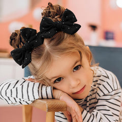 YanJie rhinestone lace bow clip in black suits school uniforms and casual outfits