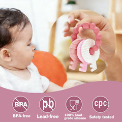 YAPPROMO baby holding teether shows ergonomic grip for better hand-mouth coordination