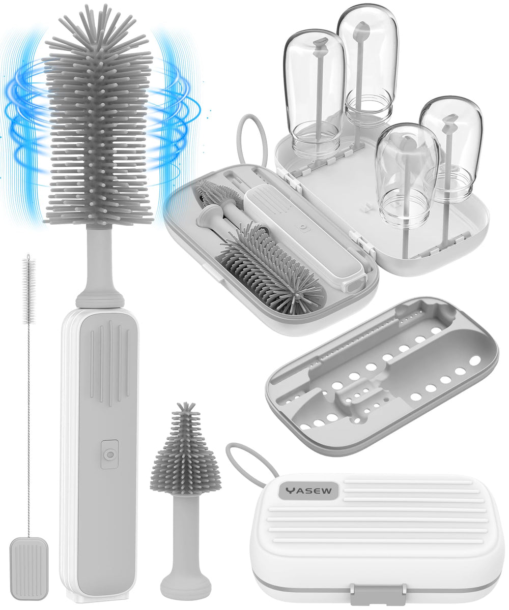 YASEW electric bottle brush cleaner performs 360° cleaning for quick bottle prep