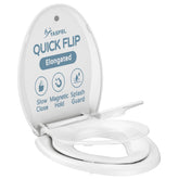 YASFEL 2-in-1 elongated toilet seat closeup with soft-close