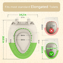 YASFEL soft-close elongated almond seat reduces noise and pinched fingers during night use.