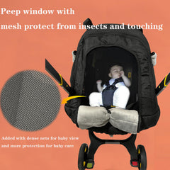 Yazely baby car seat cover winter side view highlighting universal fit.