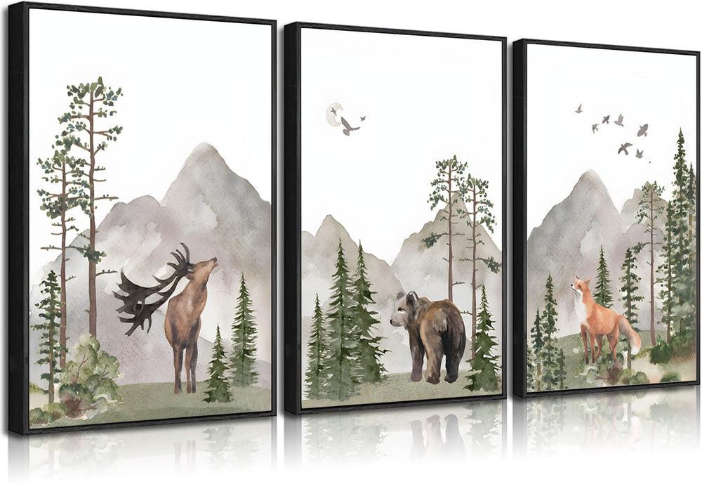 YBARTZQ deer triptych enhances nursery with calming woodland vibe
