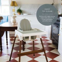 Yeah Baby Goods highchair cushion compatibility with Antilop demonstrated in sage.