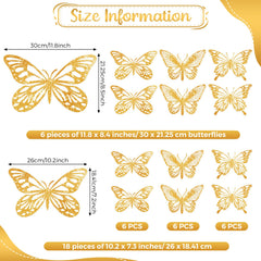 Yeaqee glitter gold butterfly wall decor large style 2 enhances celebrations