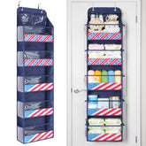 Yecaye 6-tier navy door organizer front view keeps outerwear neatly stored