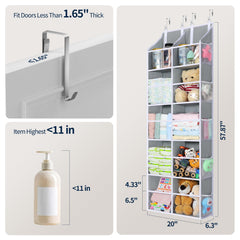 Yecaye back-of-door organizer shows ten compartments and mesh pockets for quick item access